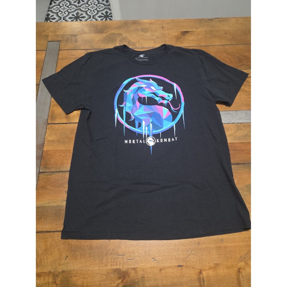 mortal kombat shirt mens large black dragon video game arcade fighter gaming L